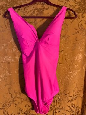 Torrid One Piece Halter Top Vibrant Pink Bathing Suit Size 0